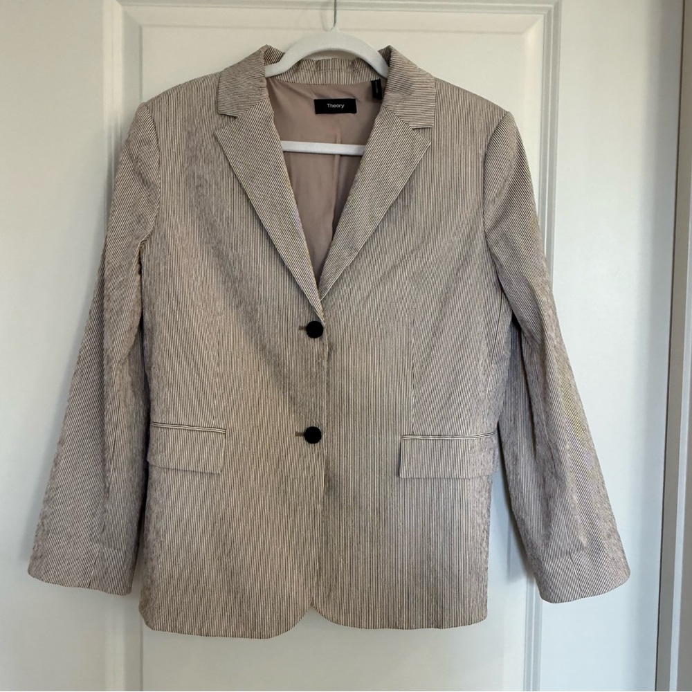 Theory Women's Seersucker Striped Tan Blazer